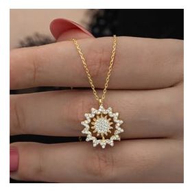 Lucky Gümüş Gold Güneş Kadın Kolye