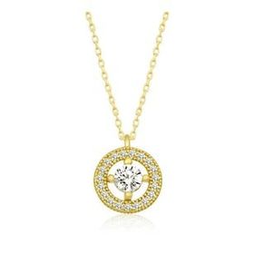 Lucky Gümüş Gold Minimal Yuvarlak Tektaş Kadın Kolye