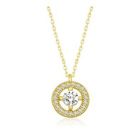 Lucky Gümüş Gold Minimal Yuvarlak Tektaş Kadın Kolye