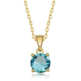 Lucky Gümüş Gold Turkuaz Kristal Yuvarlak Taşlı Kadın Kolye