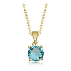 Lucky Gümüş Gold Turkuaz Kristal Yuvarlak Taşlı Kadın Kolye