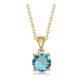 Lucky Gümüş Gold Turkuaz Kristal Yuvarlak Taşlı Kadın Kolye