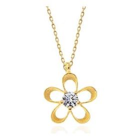 Lucky Gümüş Gold Zirkon Taşlı Çiçek Kadın Kolye