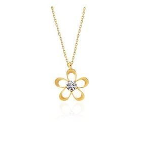 Lucky Gümüş Gold Zirkon Taşlı Çiçek Kadın Kolye