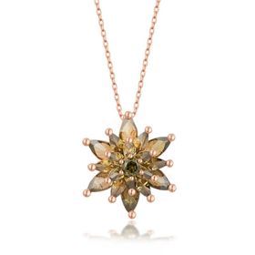 Lucky Gümüş Rose 4 Katman Lotus Çiçeği Kadın Kolye