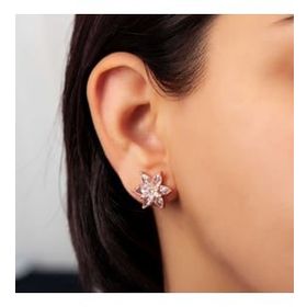 Lucky Gümüş Rose Beyaz Lotus Çiçeği Çivili Kadın Küpe
