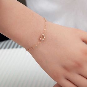 Lucky Gümüş Rose Birleşmiş Kalpler Kadın Bileklik