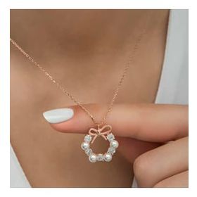 Lucky Gümüş Rose İnci Kurdele Kadın Kolye