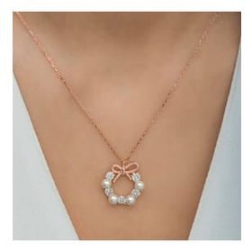 Lucky Gümüş Rose İnci Kurdele Kadın Kolye