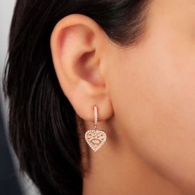 Lucky Gümüş Rose Kalp Sallantılı Kadın Küpe