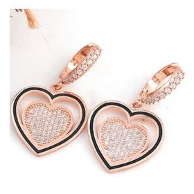 Lucky Gümüş Rose Kalp Sallantılı Kadın Küpe