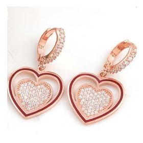Lucky Gümüş Rose Kalp Sallantılı Kadın Küpe
