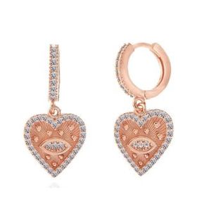 Lucky Gümüş Rose Kalp Sallantılı Kadın Küpe
