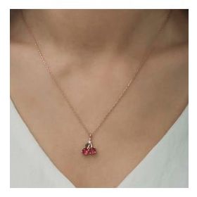 Lucky Gümüş Rose Kiraz Figürlü Meyve Kolye