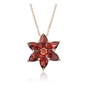 Lucky Gümüş Rose Kırmızı Lotus Çiçeği Kolye