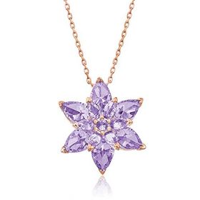 Lucky Gümüş Rose Lila Lotus Çiçeği Kolye