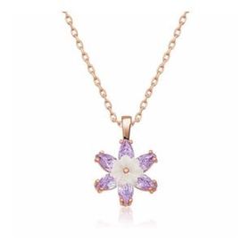 Lucky Gümüş Rose Lila Lotus Çiçeği Kolye