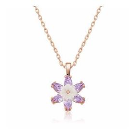Lucky Gümüş Rose Lila Lotus Çiçeği Kolye