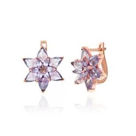 Lucky Gümüş Rose Lila Lotus Çiçeği Sallantılı Kadın Küpe