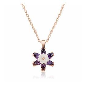 Lucky Gümüş Rose Mor Lotus Çiçeği Kolye