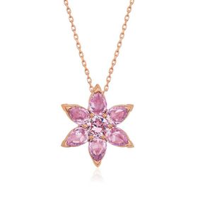 Lucky Gümüş Rose Pembe Çiçek Kolye