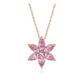 Lucky Gümüş Rose Pembe Çiçek Kolye