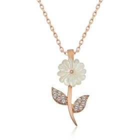 Lucky Gümüş Rose Sedef Çiçek Kolye