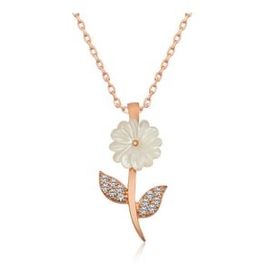 Lucky Gümüş Rose Sedef Çiçek Kolye
