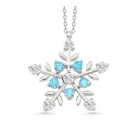 Lucky Life 925 Ayar Gümüş Aquamarine Taşlı Kar Tanesi Kadın Kolye