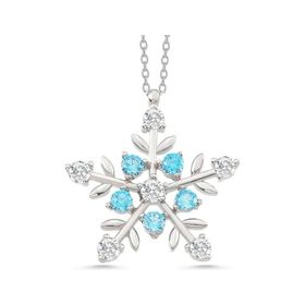 Lucky Life 925 Ayar Gümüş Aquamarine Taşlı Kar Tanesi Kadın Kolye
