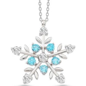 Lucky Life 925 Ayar Gümüş Aquamarine Taşlı Kar Tanesi Kadın Kolye