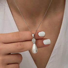 Lucky Life 925 Ayar Gümüş Damla İnci Kadın Kolye