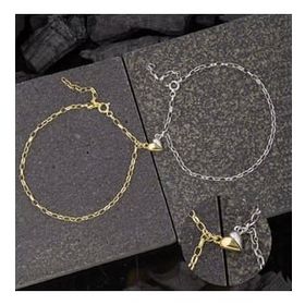 Lucky Life 925 Ayar Gümüş Rodyum Gold Çift Kalpli Aşk Bileklik