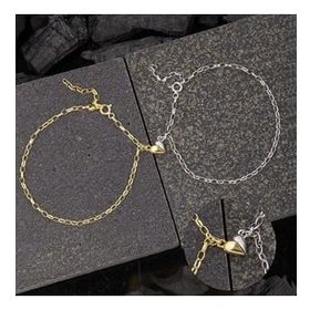 Lucky Life 925 Ayar Gümüş Rodyum Gold Çift Kalpli Aşk Bileklik