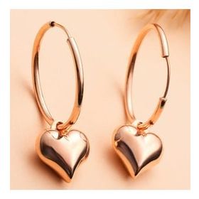 Lucky Life 925 Ayar Gümüş Rose Kalp Sallantılı Kadın Küpe