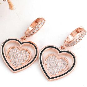Lucky Life 925 Ayar Gümüş Rose Kalp Sallantılı Kadın Küpe