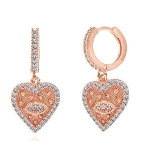 Lucky Life 925 Ayar Gümüş Rose Kalp Sallantılı Kadın Küpe