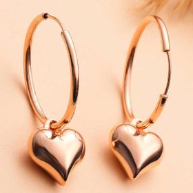 Lucky Life 925 Ayar Gümüş Rose Kalp Sallantılı Kadın Küpe