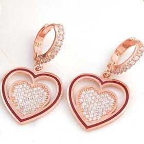Lucky Life 925 Ayar Gümüş Rose Kalp Sallantılı Kadın Küpe