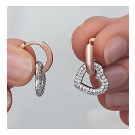 Lucky Life 925 Ayar Gümüş Rose Kalp Sallantılı Kadın Küpe