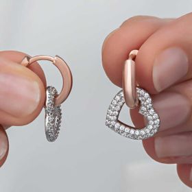 Lucky Life 925 Ayar Gümüş Rose Kalp Sallantılı Kadın Küpe