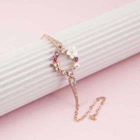 Lucky Life 925 Ayar Gümüş Rose Manolya Çiçeği Kelebek Kadın Bileklik