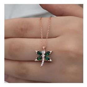 Lucky Life 925 Ayar Gümüş Rose Mor Yusufçuk Kadın Kolyesi