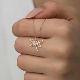 Lucky Life 925 Ayar Gümüş Rose Mor Yusufçuk Kadın Kolyesi