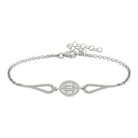 Lucky Rodyum Oval Baget Gümüş Bileklik