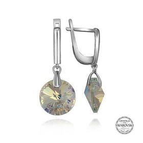 Lucky Swarovski Crystal Taşlı Gümüş Beyaz Damla Sallantılı Kadın Küpe