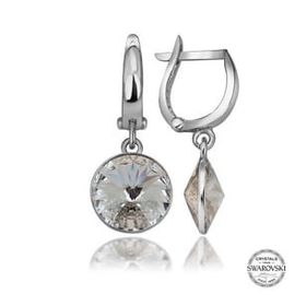 Lucky Swarovski Crystal Taşlı Gümüş Beyaz Damla Sallantılı Kadın Küpe