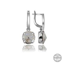 Lucky Swarovski Crystal Taşlı Gümüş Beyaz Damla Sallantılı Kadın Küpe