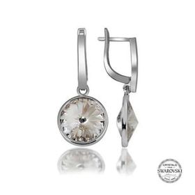 Lucky Swarovski Crystal Taşlı Gümüş Beyaz Damla Sallantılı Kadın Küpe