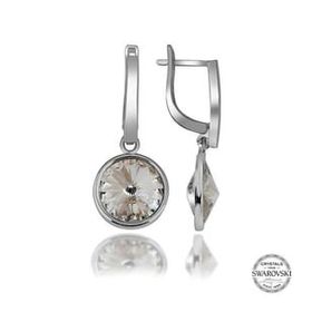 Lucky Swarovski Crystal Taşlı Gümüş Beyaz Damla Sallantılı Kadın Küpe